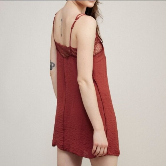 Free People Gigi Slip Dress with Bralette Rosewood Size Medium Midi Flowy - Picture 2 of 10